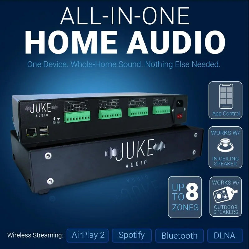 8: 8 Zone Multi-Room Amplifier | Built-in Music Streaming & Wireless App Control | Supports 8 Audio Sources Simultaneously