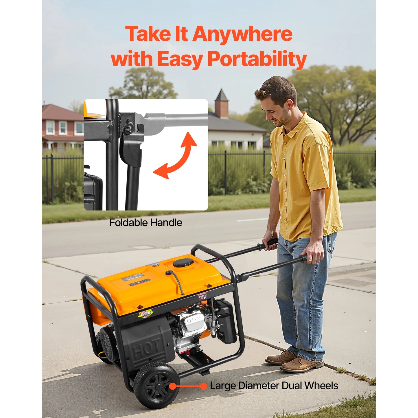 Portable Generator 4650W Peak Watt & 4130W Peak Watt Dual Fuel Generator Home Generators with Electric Start CO Sensor
