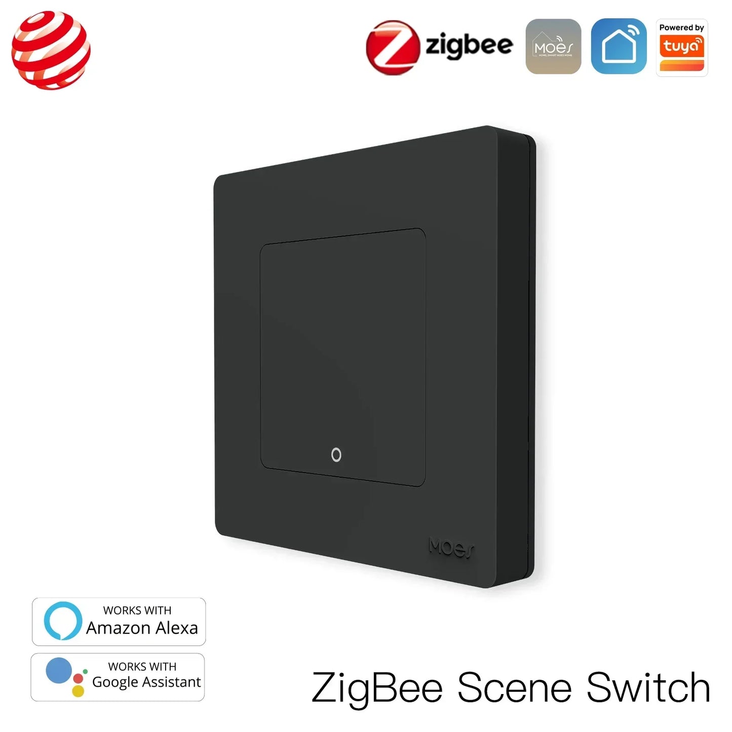MOES Star Ring Series ZigBee Smart Light Switch Dimmer Switch and Curtain Switch Smart Life APP Work with Alexa Google Home