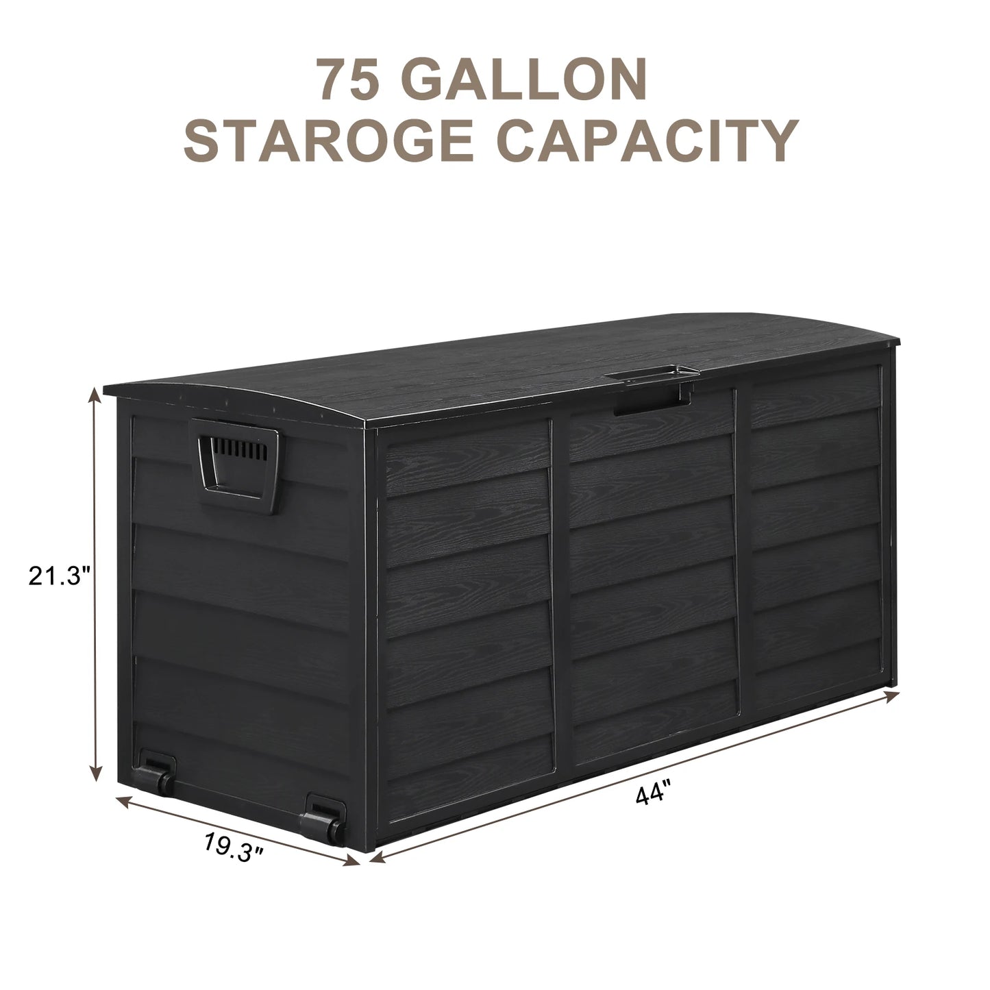 75gal 280L Outdoor Garden Plastic Storage Deck Box Chest Tools Cushions Toys Lockable Seat BLACK