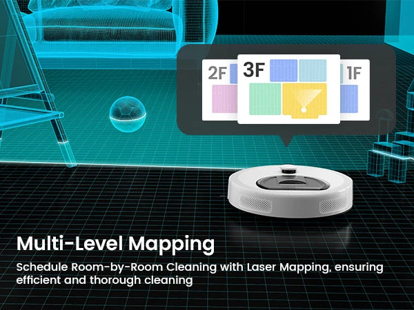 Robot Vacuum and Mop, Upgraded LiDAR Navigation, 6000Pa Strong Suction , Self-Charge, WiFi/Alexa/APP, Multi-Surface