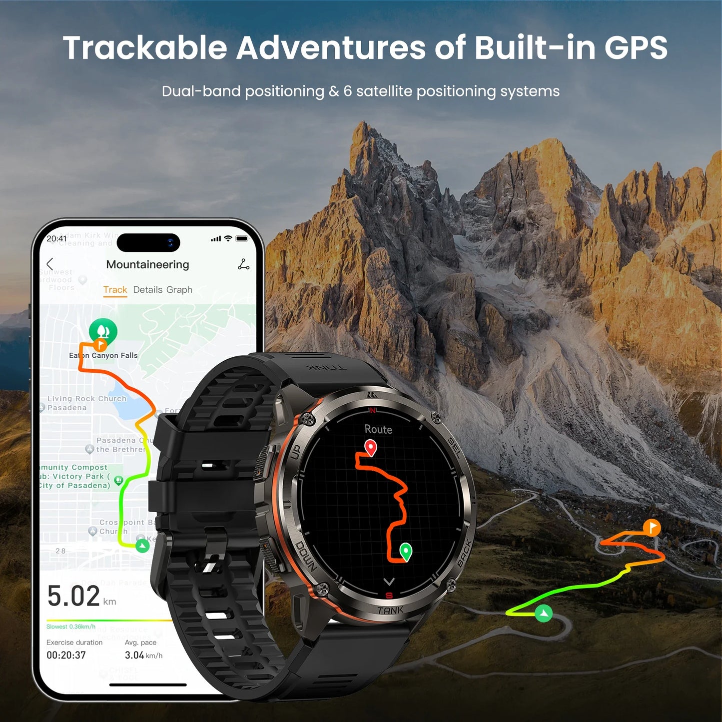 GPS Smart Watch for Men Bluetooth Call 5ATM IP69K Waterproof Men's Watch Stainless Steel Health Monitor