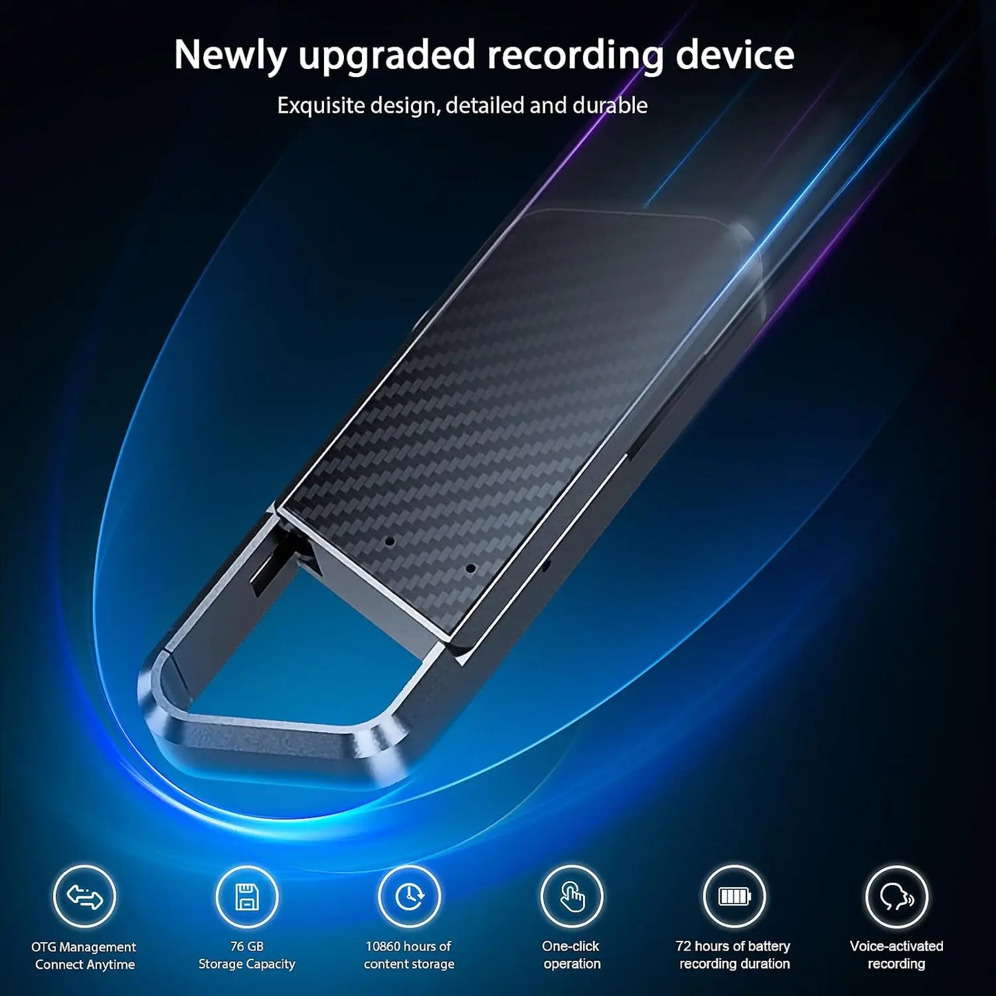 76GB Voice Recorder, 10860H Audio Recorder with Noise Reduction DSP 6.0, Portable for Lectures & Meetings