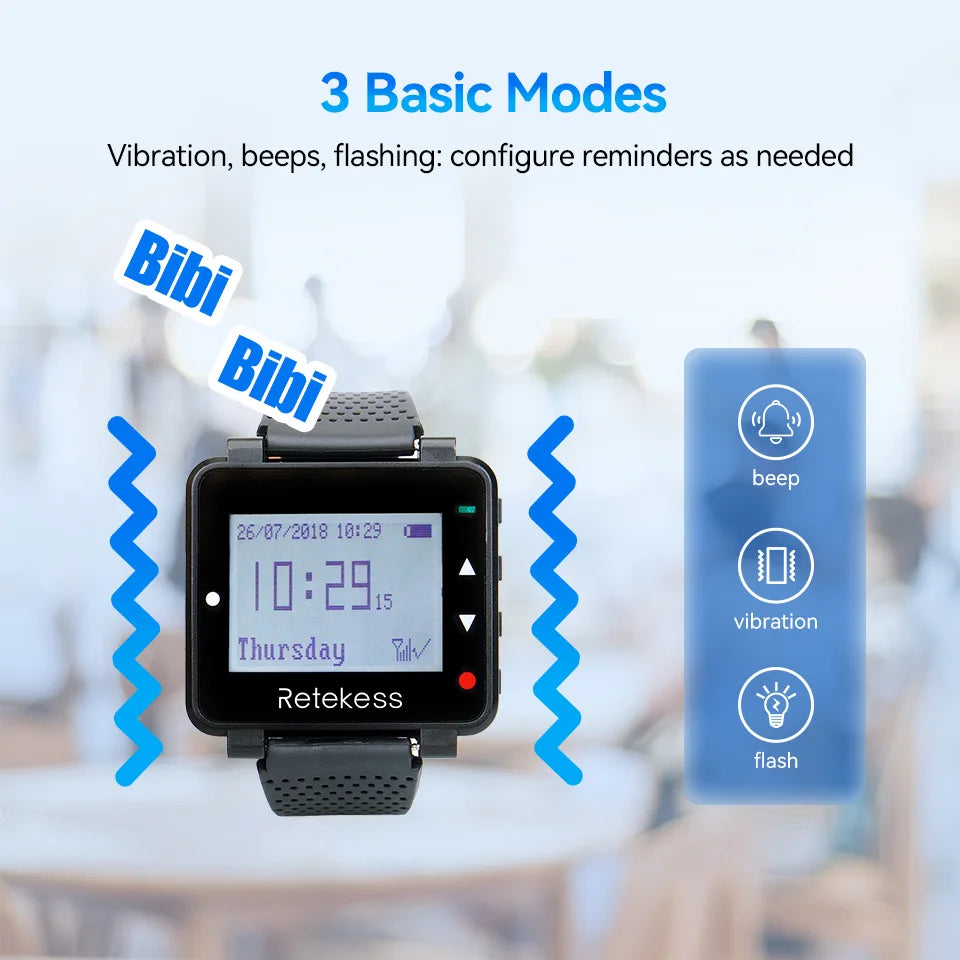 Wireless Waiter Calling System Restaurant Pager T128 Watch Receiver T117 Call Button Customer Service For Cafe