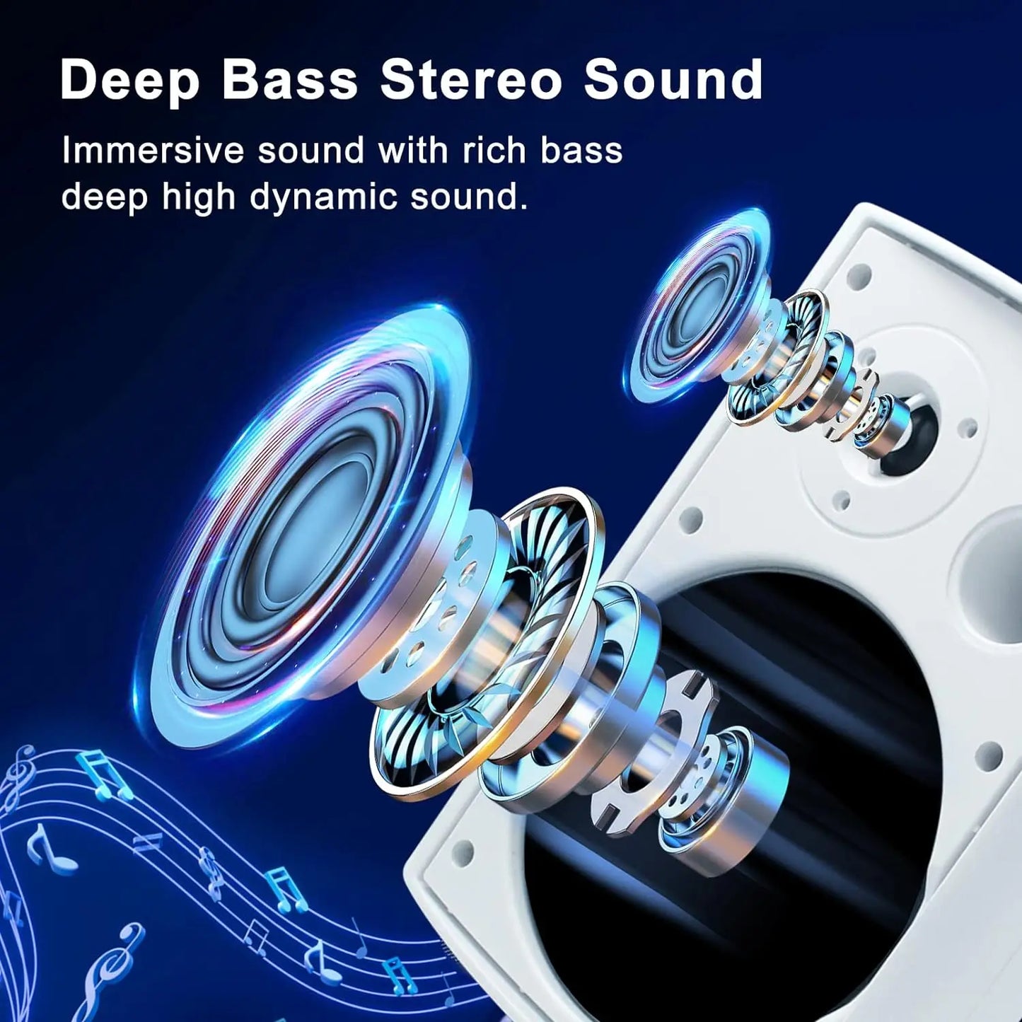Herdio 6.5 Inch Outdoor Speaker 800W Waterproof Passive Wall Mounted Stereo Bass for Easy Installation in Patio Pool Yard