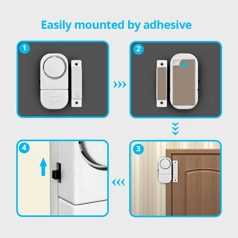 Window Door Sensor with Battery Independent Opening Magnetic Door Sensor 90db Wireless Security Alarm for Home House