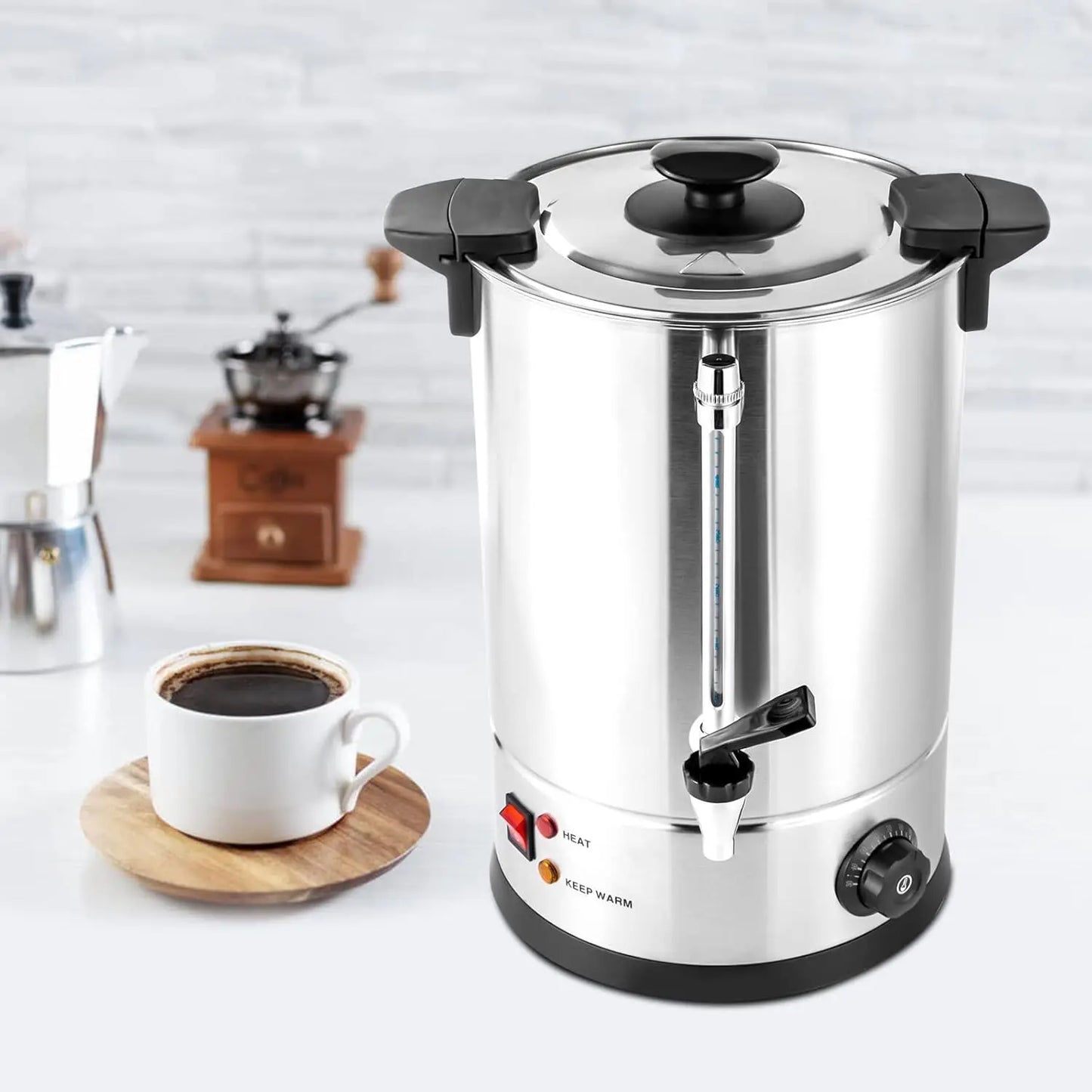 1000W Percolator Coffee Pot Tea Urn Coffee Maker, 8L/270Oz StainlSteel Electric Commercial Coffee Urn