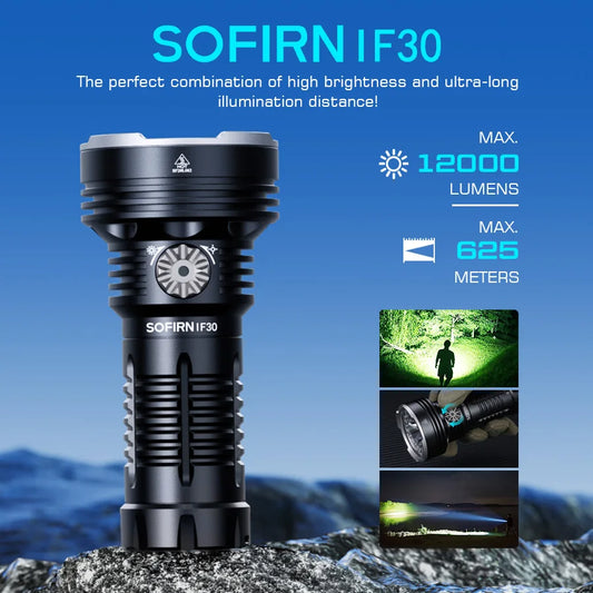 Powerful  USB C Rechargeable EDC Flashlight IPX8 Waterproof 32650 12000lm SFT40 Lamp Portable Torch