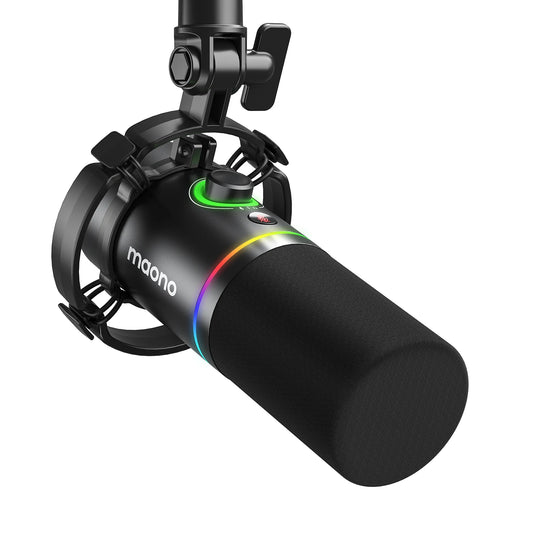 XLR/USB Dynamic Microphone for Gaming Recording Streaming Youtube Metal Mic with Software Tap-to-Mute Gain Knob