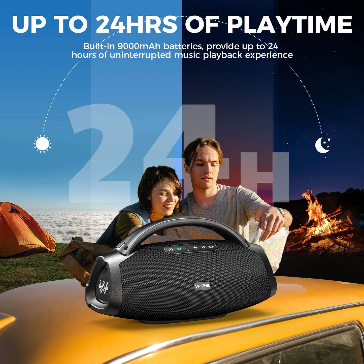200W RMS Portable Bluetooth Speakers, Massive Bass Party Boombox IPX7 Waterproof Speaker Large, Loud Outdoor Speaker