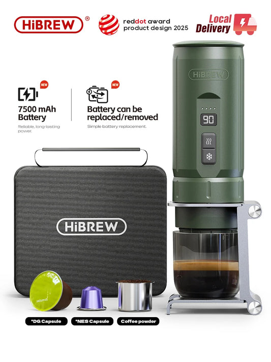 H4C Portable Espresso Coffee Machine 3in1 Travel Coffee Maker 7500mAh Lithium Battery Self-Heating Ns DG Capsule & Ground