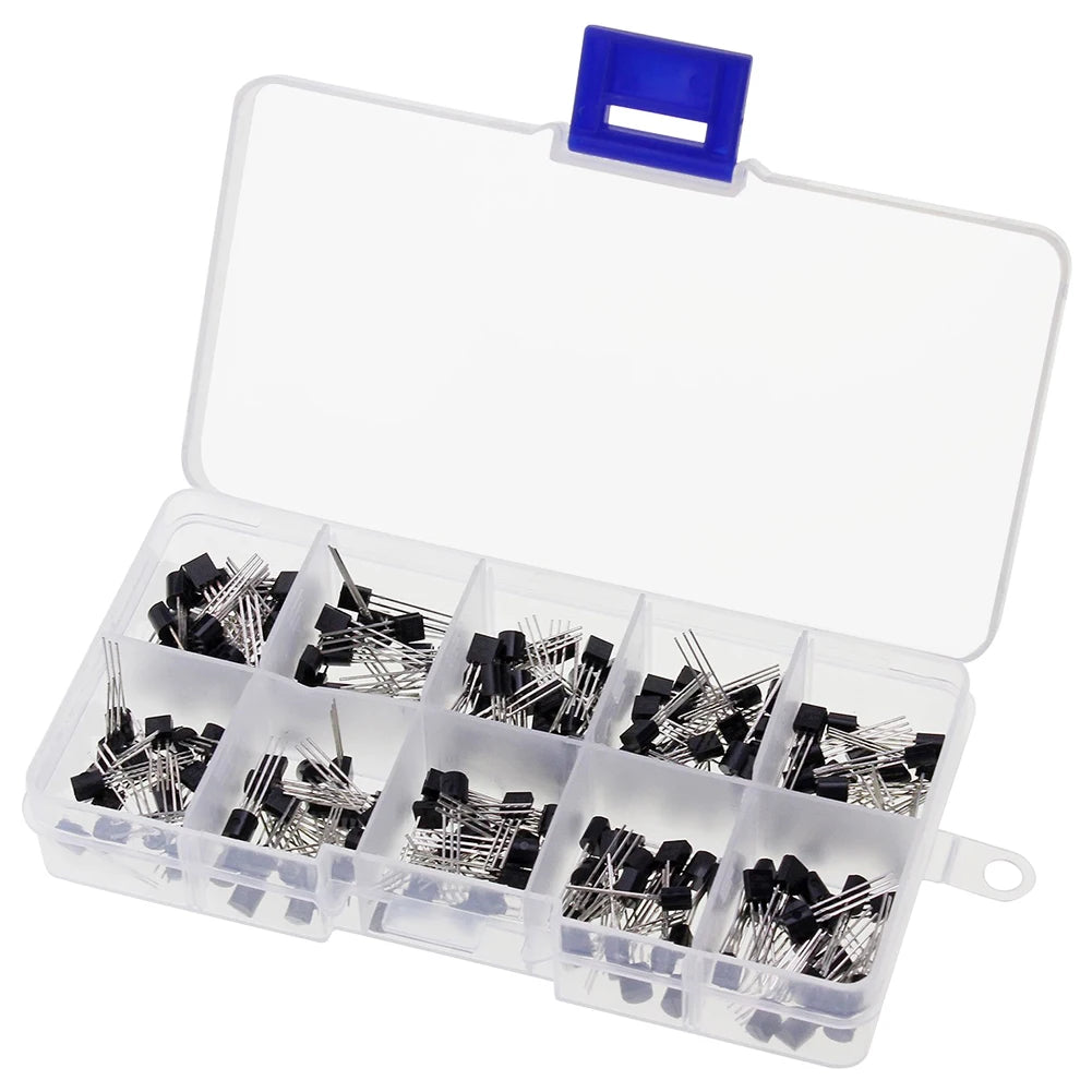 200PCS Transistor Kit Assortment Box 10 Values TO-92 2N2222 2N2907 2N3904 2N3906 S8050 S8550 A1015 C1815