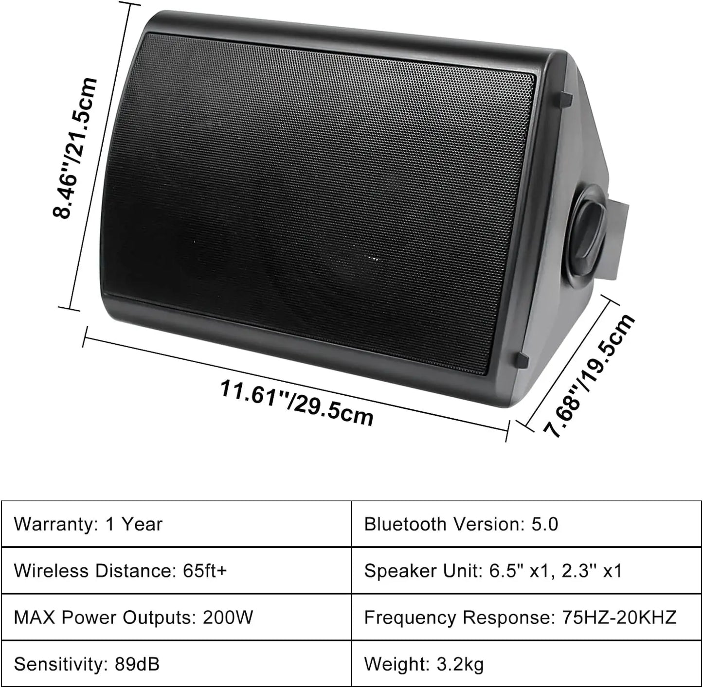 Herdio 6.5 Inch Outdoor Speaker 800W Waterproof Passive Wall Mounted Stereo Bass for Easy Installation in Patio Pool Yard