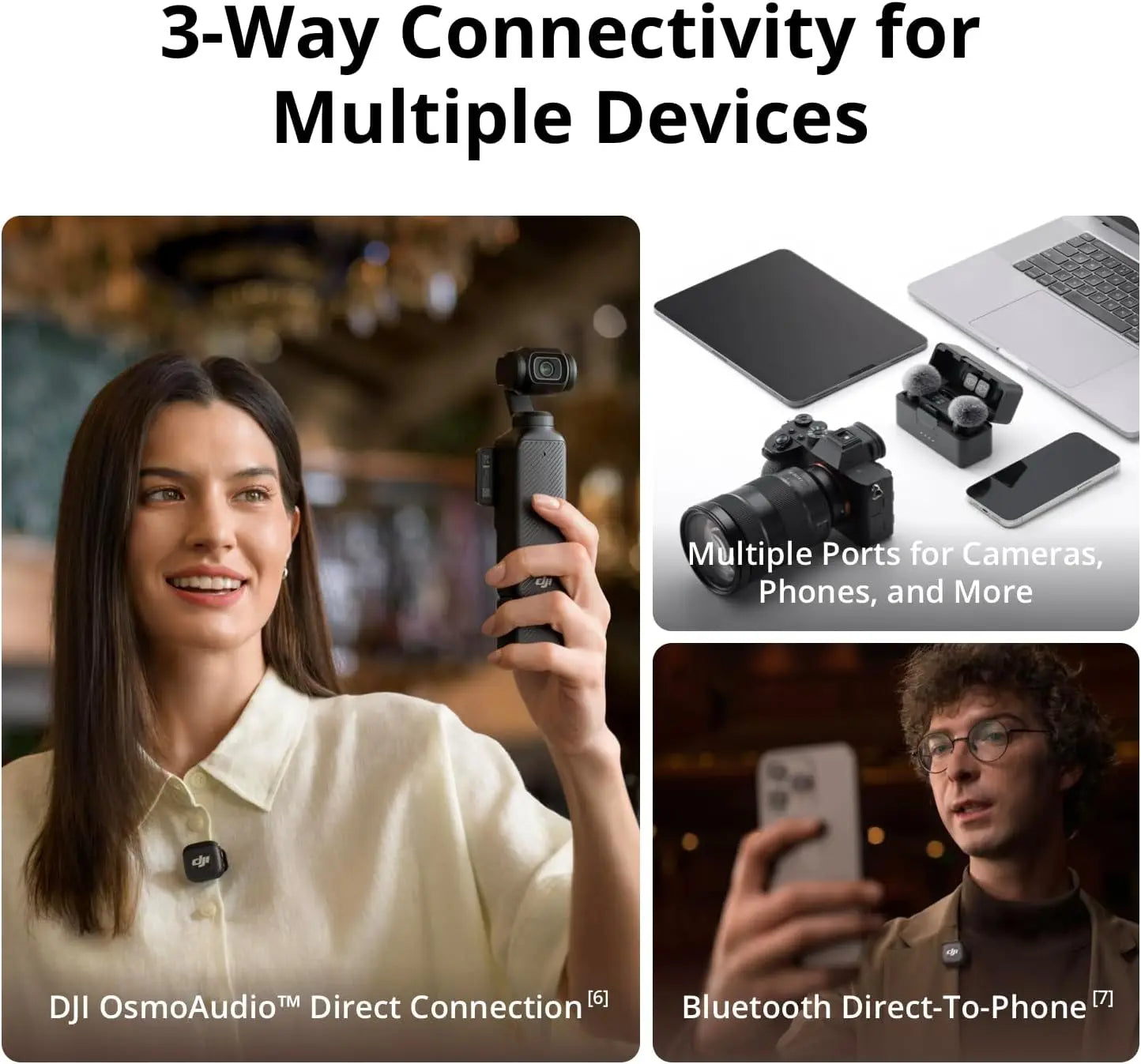DJI Mic 3 Wireless Microphone Set with Charging Case Ultralight Adaptive Gain Control Dual Band Anti-Interference 28hrs Vlog Ready for iPhone Camera Android