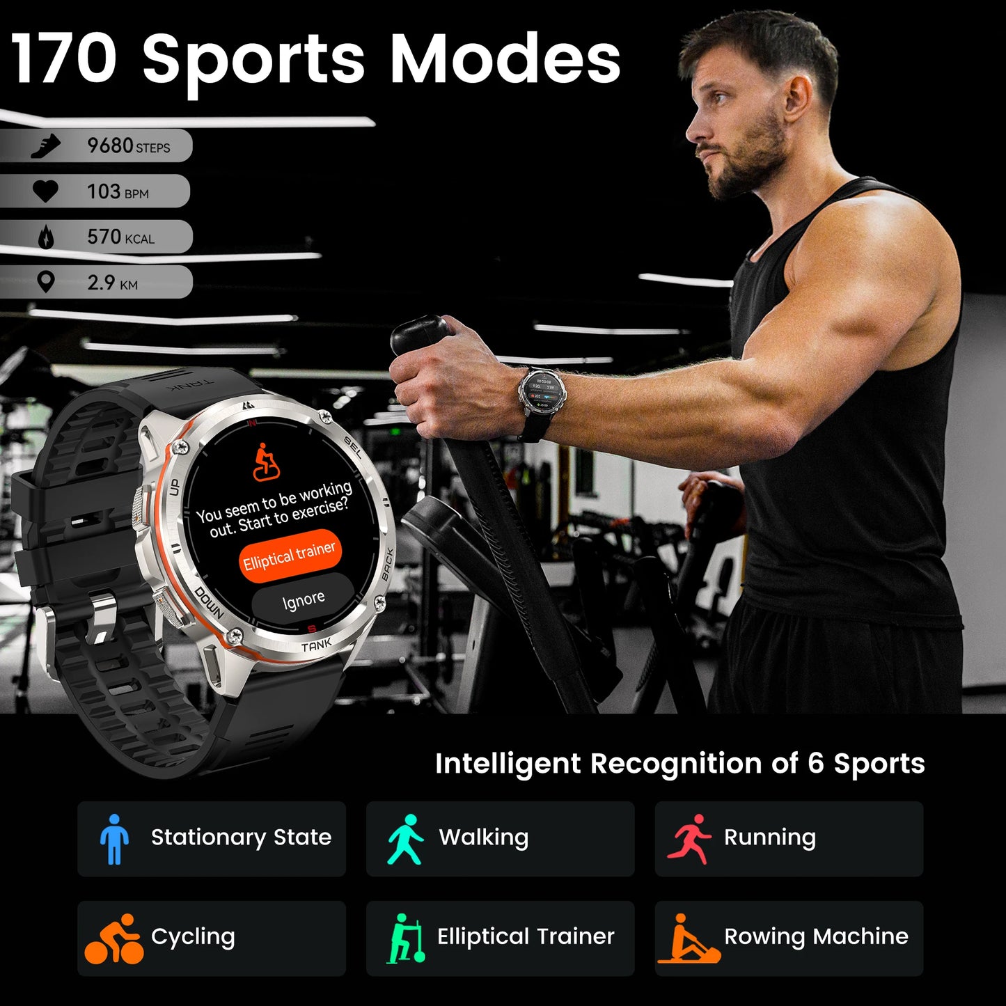 Ultra GPS Smart Watch for Men Rugged Smartwatch 470mAh Fitness AMOLED Bluetooth Electronic Watches