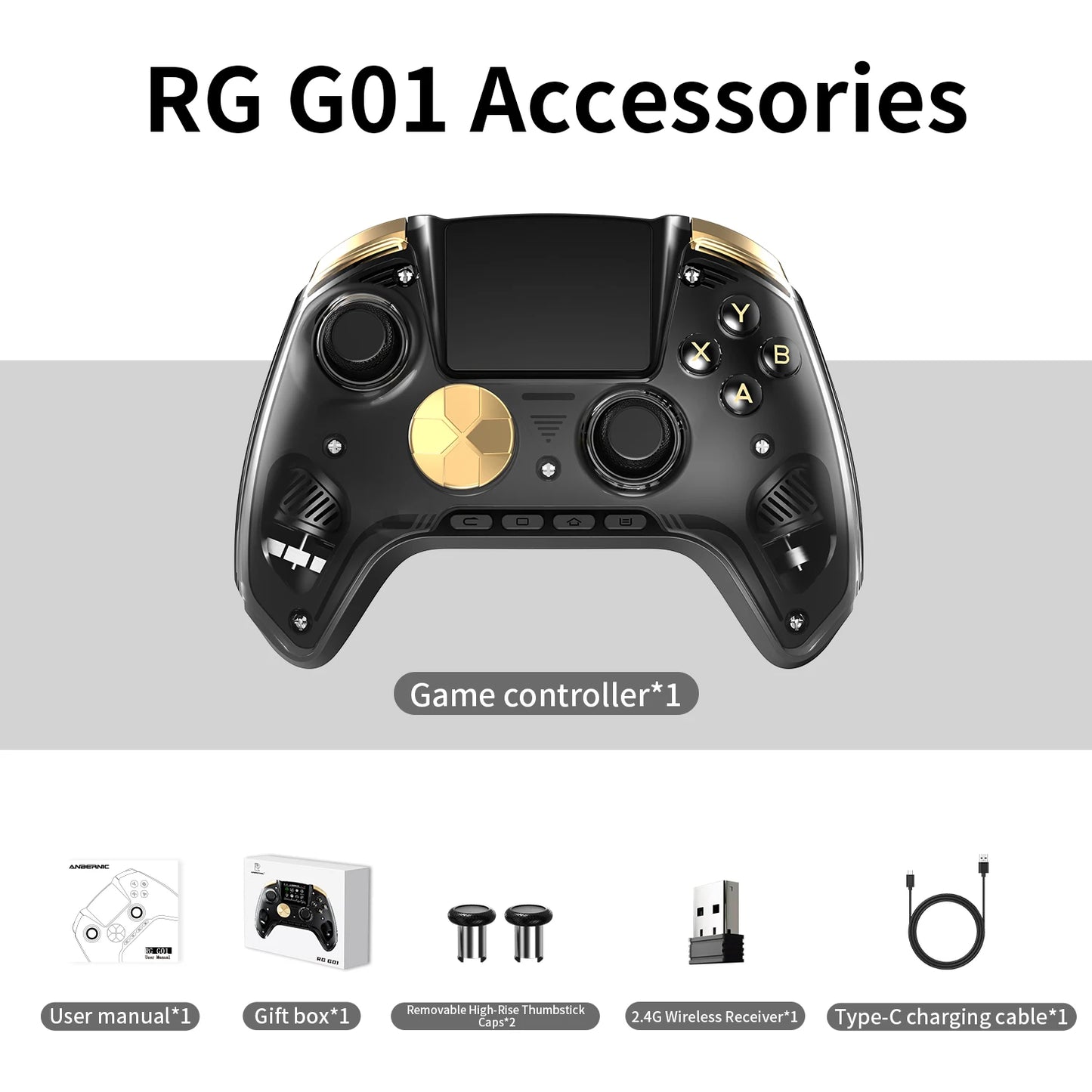 RG G01 Retro Games Controller Hall Effect Triggers Bluetooth/Wired/Wireless XBOX Gamepad for PC Android IOS Steam Linux