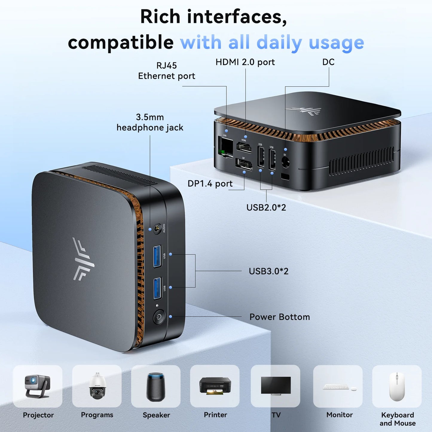 KAMRUI AMD R3 3250U 3.5Ghz Mini PC 8GB DDR4 256GB SSD Mini Computer 2.4+5G WiFi/BT4.2 4K@60Hz UHD Desktop PC Win11p for Office