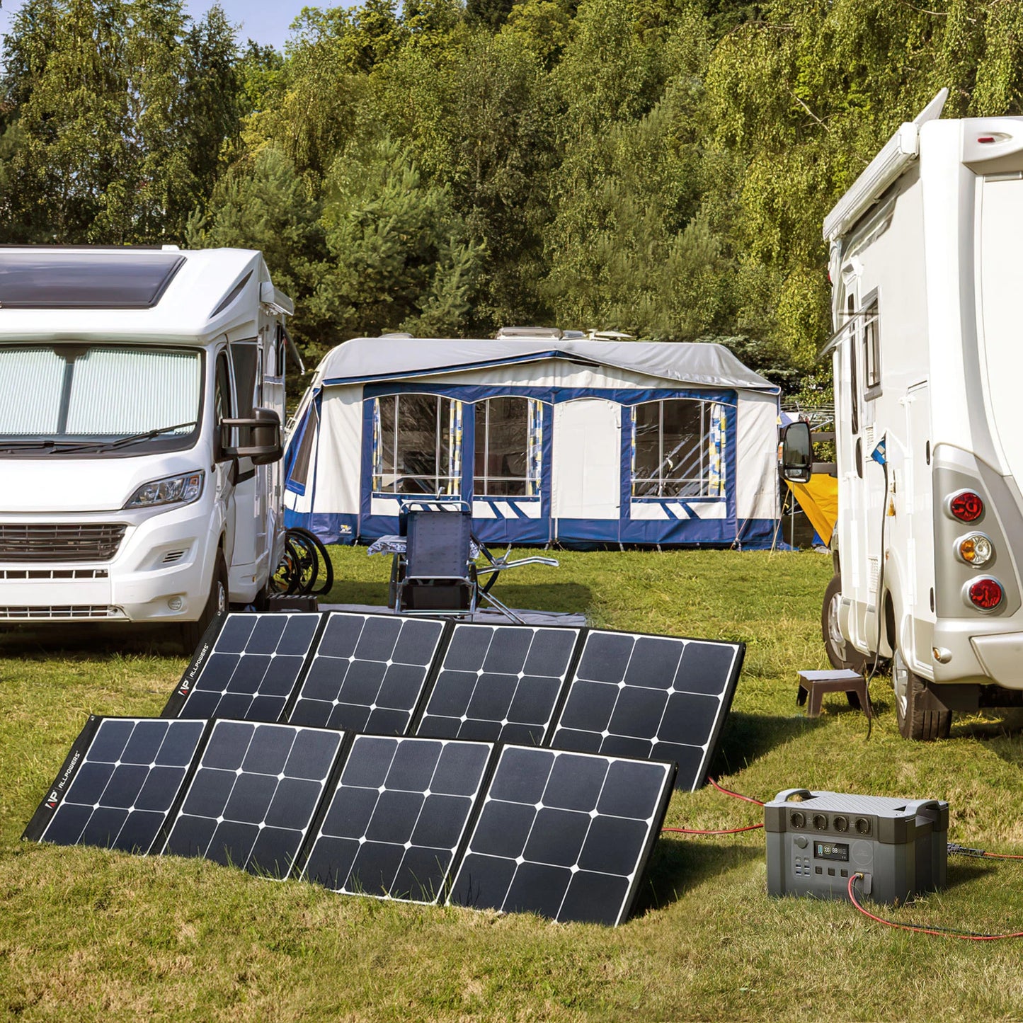 Solar Generator 2400W Battery Charger,110V/230V Pure Sine Wave AC Outlet With 2×100W Portable Solar Panel For Outdoors
