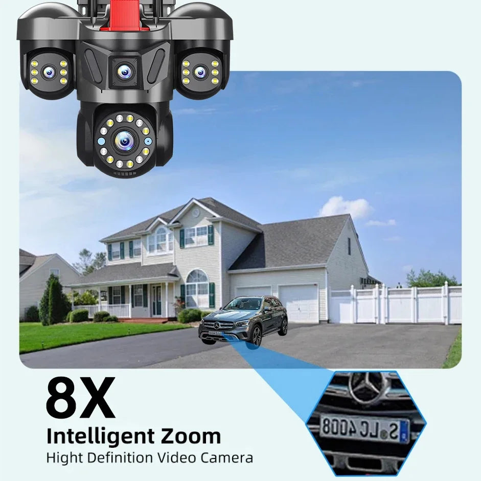 24MP Outdoor WiFi Camera Triple Lens Home Security CCTV Video Surveillance System With Night Vision Triple Screens