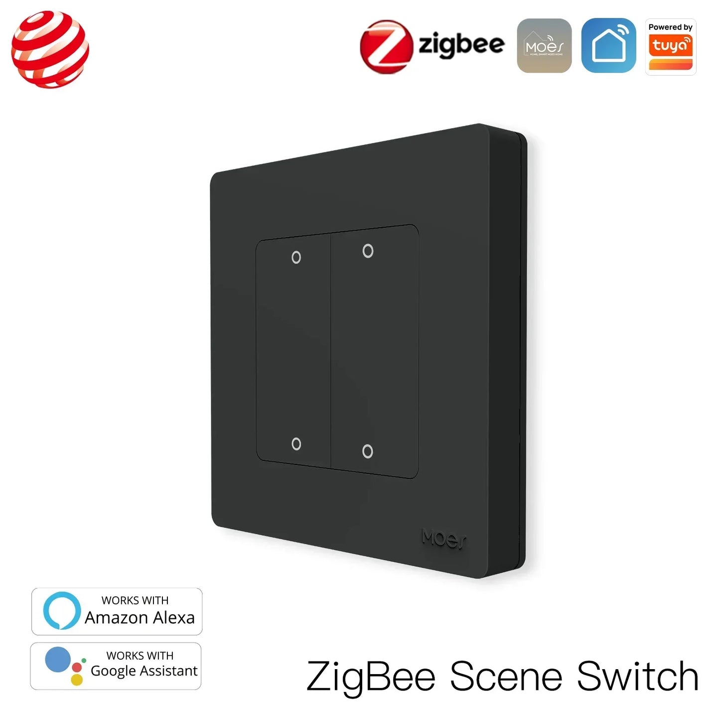 MOES Star Ring Series ZigBee Smart Light Switch Dimmer Switch and Curtain Switch Smart Life APP Work with Alexa Google Home