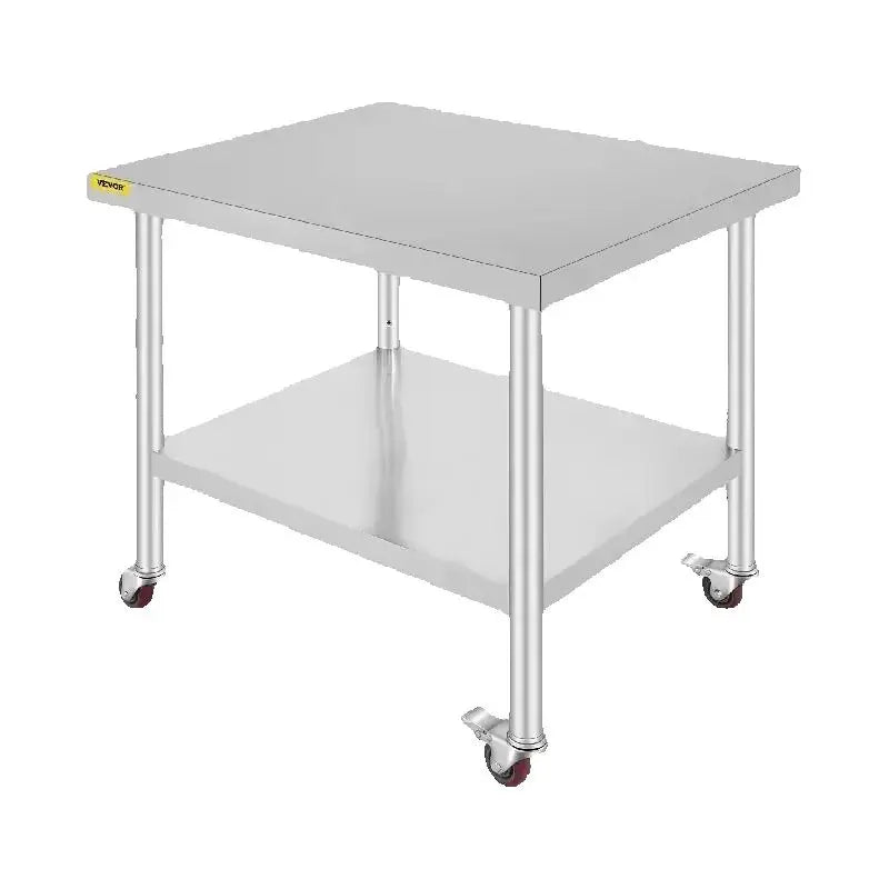 Stainless Steel Kitchen Prep Table With 4 Caster Wheels & Backsplash Loads Up to 100-300KG for Home Storage Rack Dining