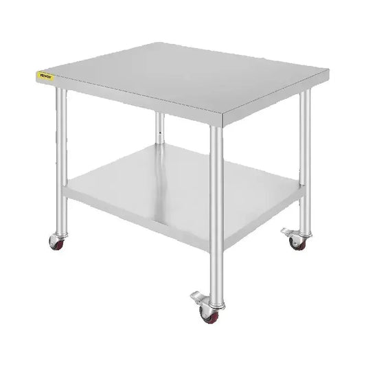 Stainless Steel Kitchen Prep Table With 4 Caster Wheels & Backsplash Loads Up to 100-300KG for Home Storage Rack Dining