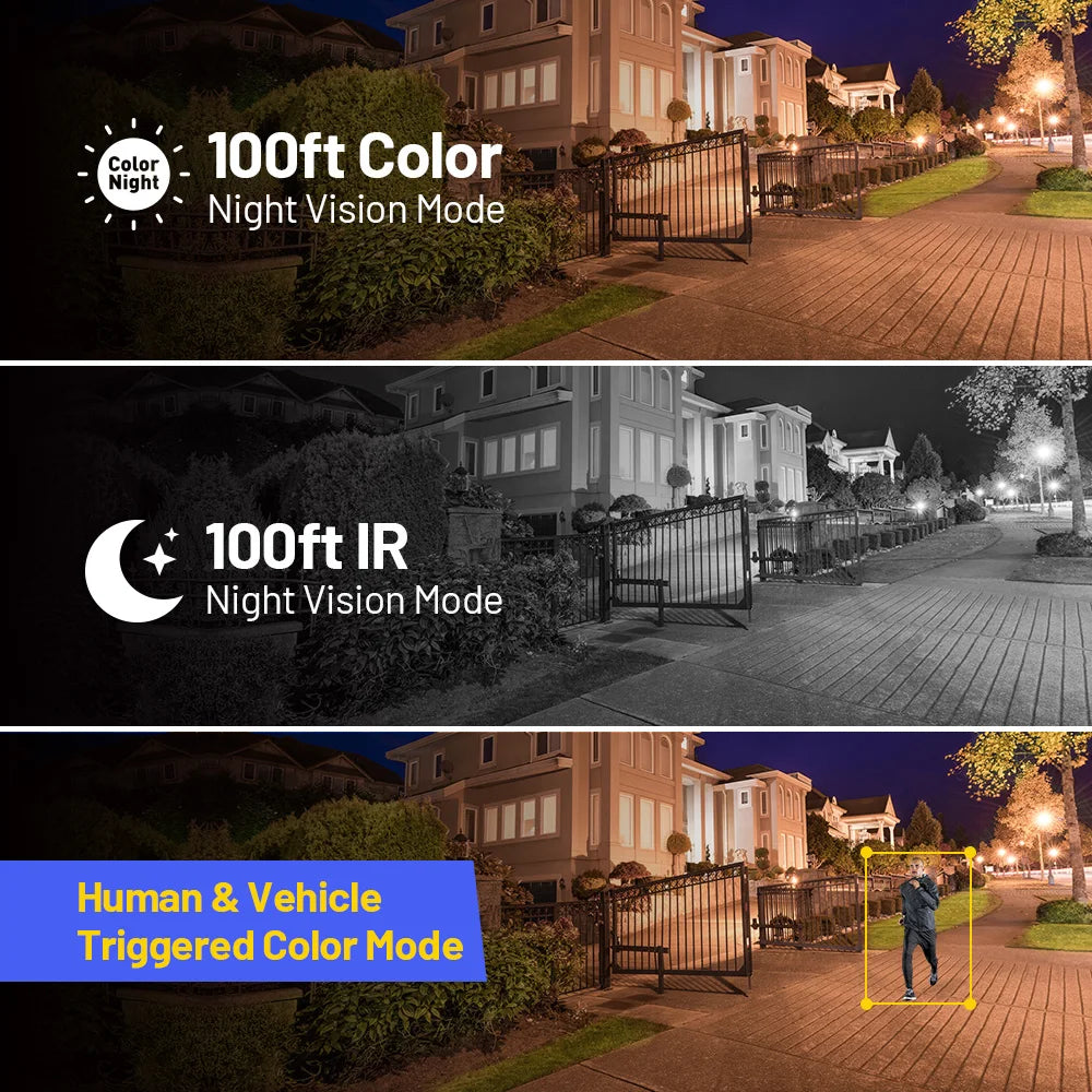 12MP Outdoor Smart Dual Light PoE Security Camera Color IR Night Vision Built-in Microphone IP67 Smart Home H.265+