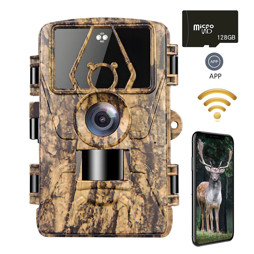 8K WiFi Waterproof Trail Camera PR801W 60MP Supports APP Viewing for Outdoor Animal Hunting Night Vision and Farm Monitoring