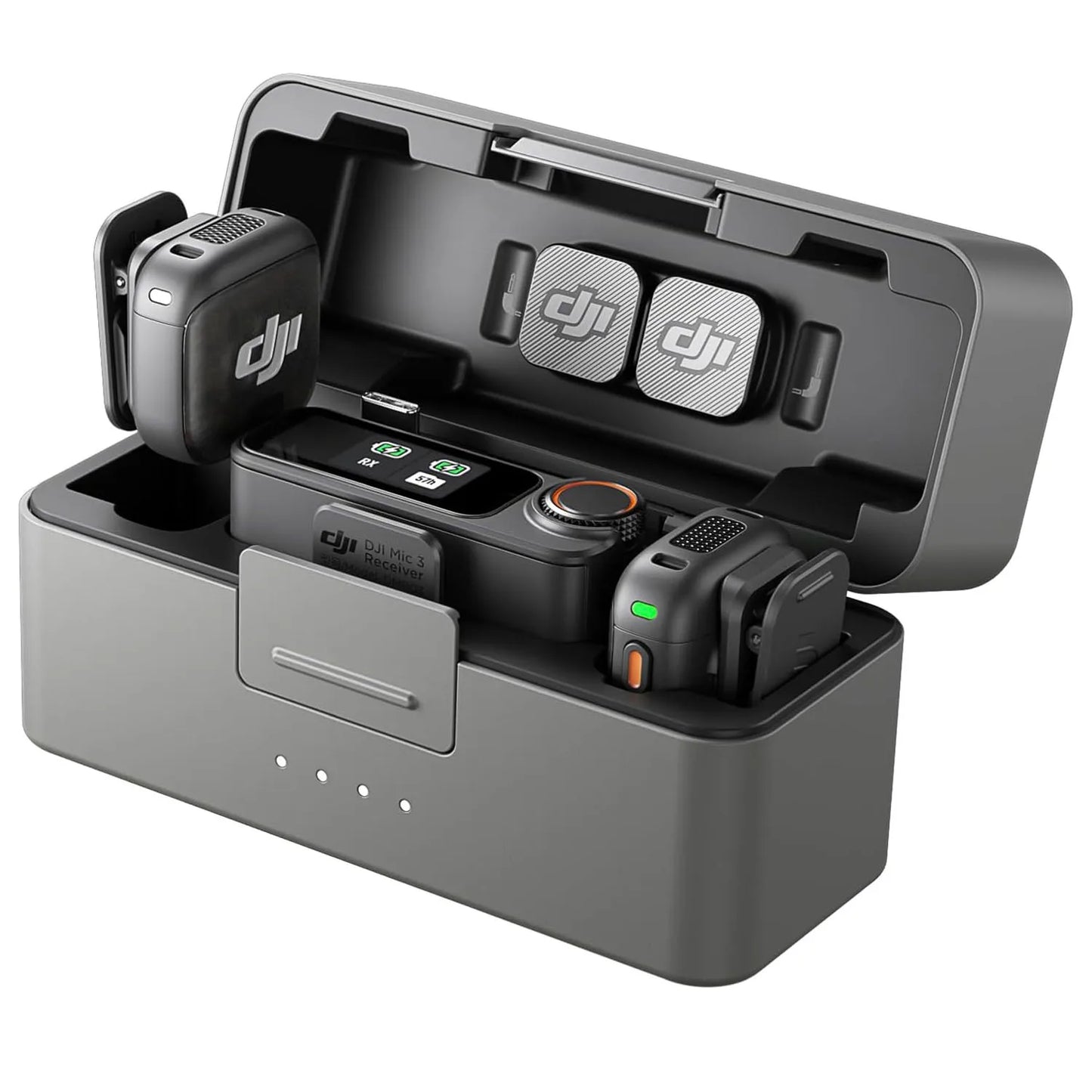DJI Mic 3 Wireless Microphone Set with Charging Case Ultralight Adaptive Gain Control Dual Band Anti-Interference 28hrs Vlog Ready for iPhone Camera Android