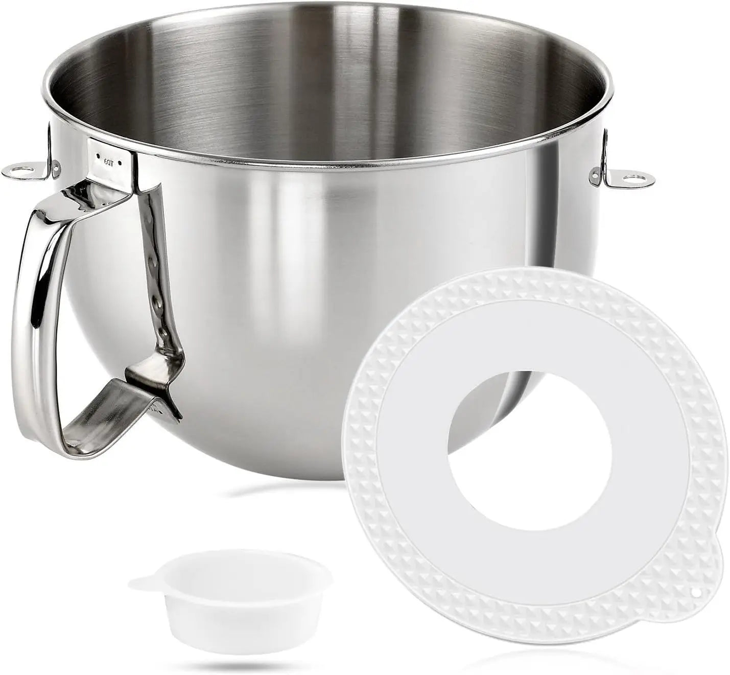 6QT Bowl-Lift Stand Mixer Bowl With Lid,Compatible with Kitchenaid Professional 600 Mixer, Polished Stainless Steel