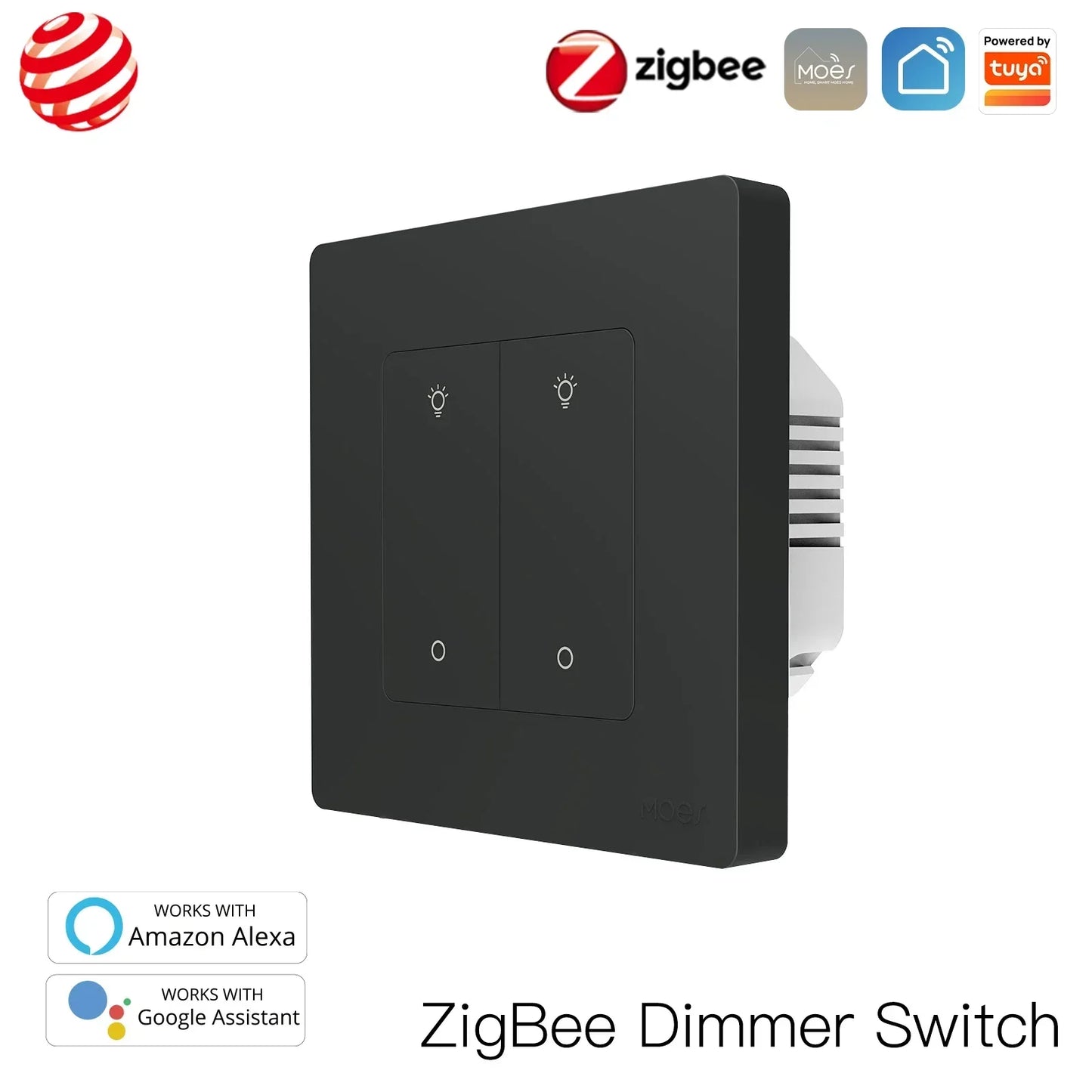 MOES Star Ring Series ZigBee Smart Light Switch Dimmer Switch and Curtain Switch Smart Life APP Work with Alexa Google Home