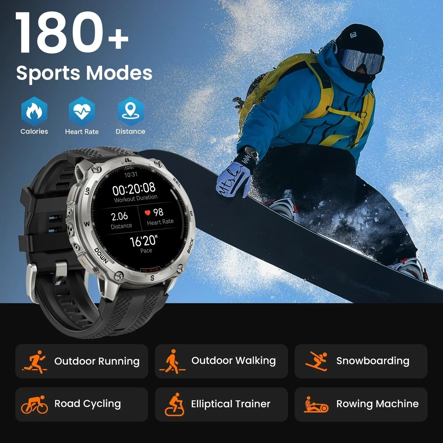 Tank T4 Smart Watch for Men 6-Sat GPS Offline Maps 10ATM Waterproof Heart Rate Diving Skiing Hiking for Android iOS