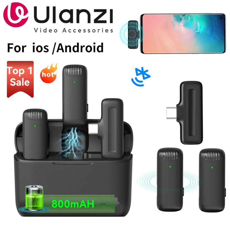 Wireless Lavalier Microphone Audio Video Recording Mini Mic Plug Play For Smartphone Android iPhone Live Broadcast