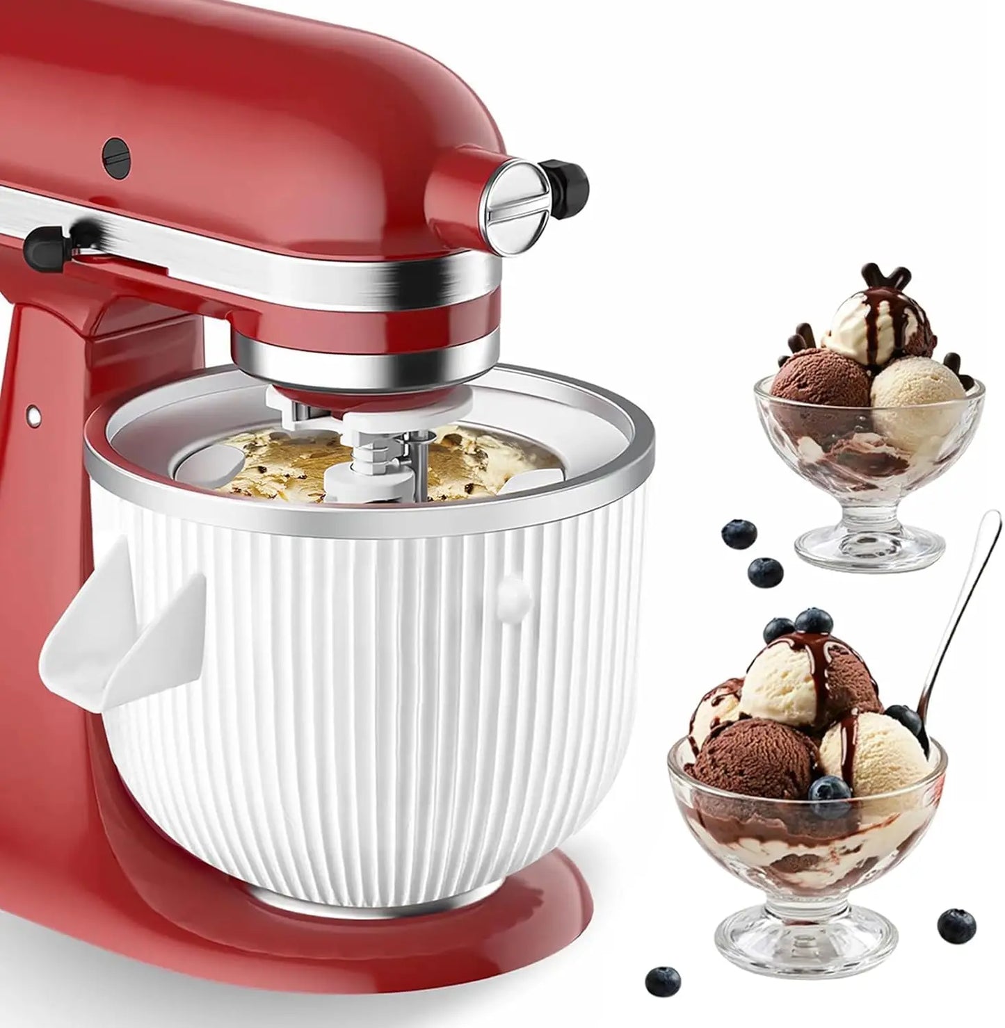 Ice Cream Maker Attachment for KitchenAid Stand Mixers, 2 Quart Frozen Ice Cream, Sorbet & Gelato Maker, Fits 4.5/5QT & 6QT KitchenAid Mixers