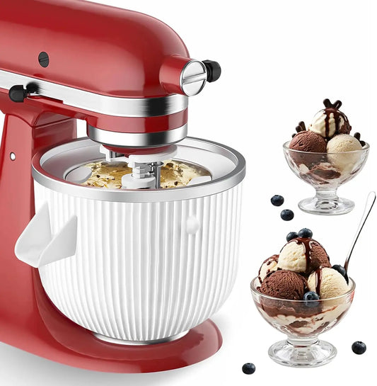Ice Cream Maker Attachment for KitchenAid Stand Mixers, 2 Quart Frozen Ice Cream, Sorbet & Gelato Maker, Fits 4.5/5QT & 6QT KitchenAid Mixers