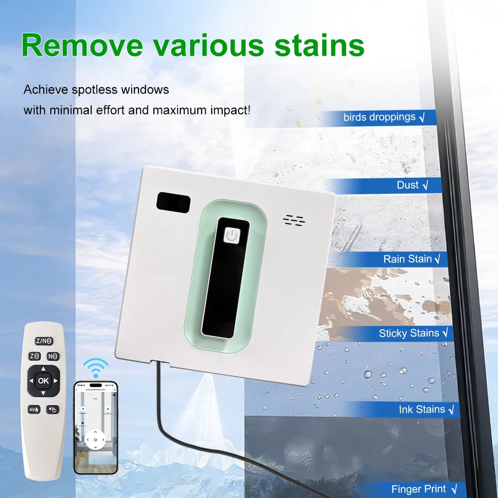 Robot Electric Automatic Window Cleaning Robotic , With APP/Remote Control,With Voice Broadcast Two-way Automatic Spray