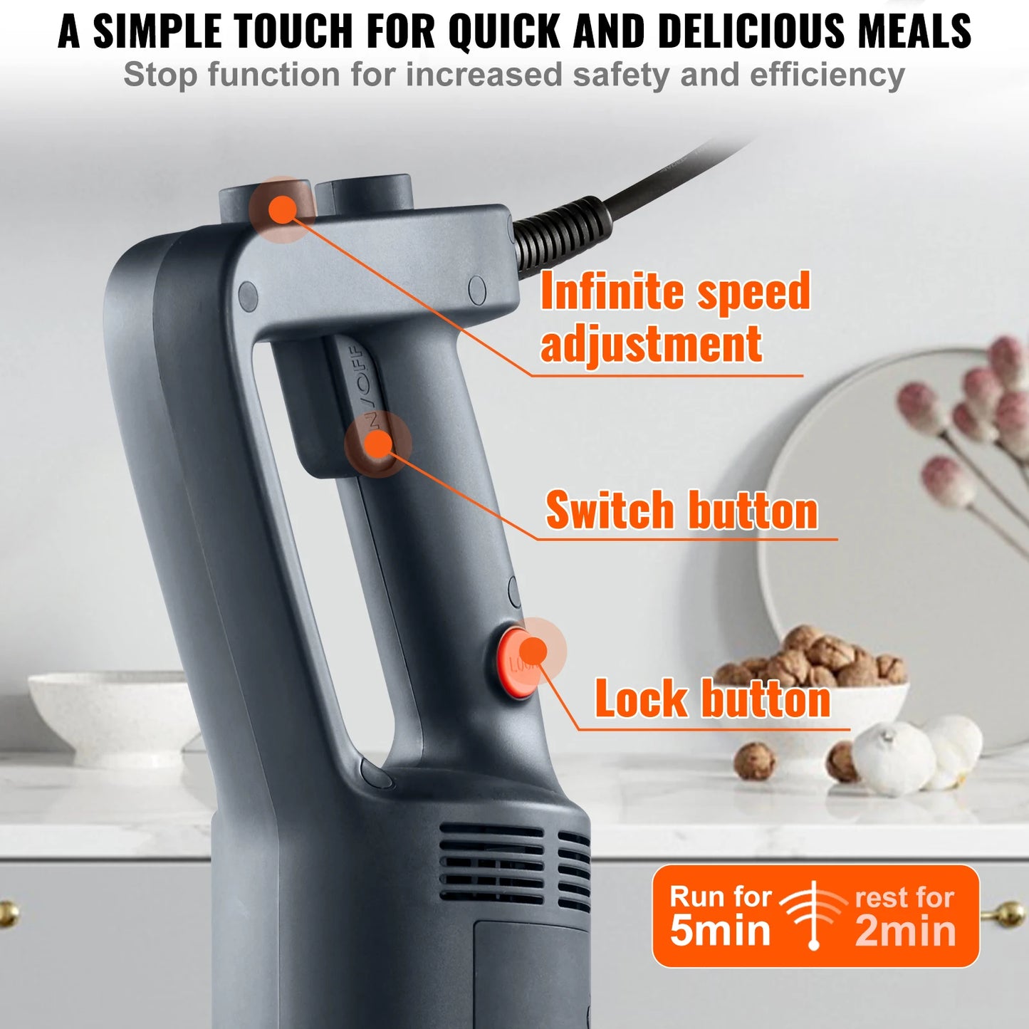 16" Commercial Immersion Blender Heavy Duty Hand Mixer Multi-Purpose Portable Mixer for Soup Smoothie Puree Baby Food