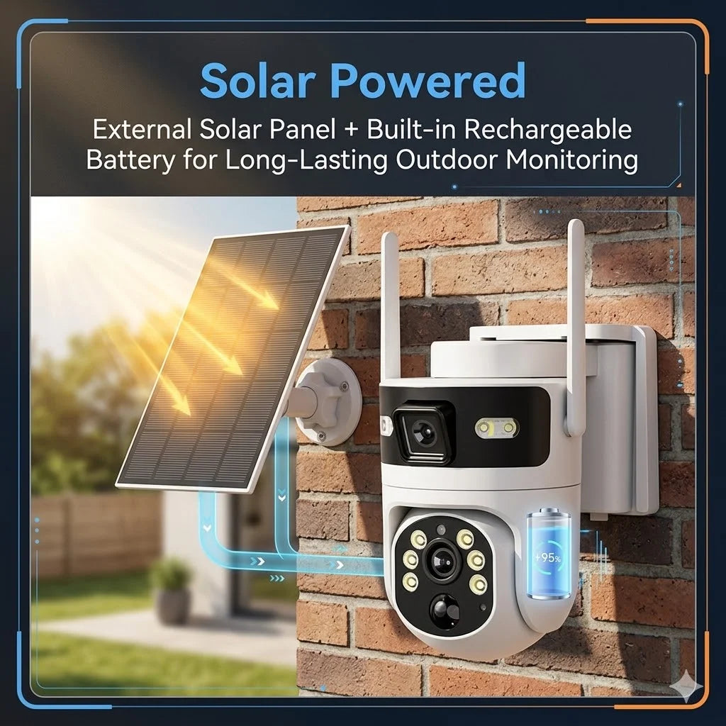 4G Solar Security Camera 2 Pack Dual Lens Outdoor PTZ Wireless CCTV Camera with 4G LTE Connection Solar Powered AI Human Detection Color Night Vision Two Way Audio Motion Alerts Remote App View IP66 Waterproof for Farm Yard G