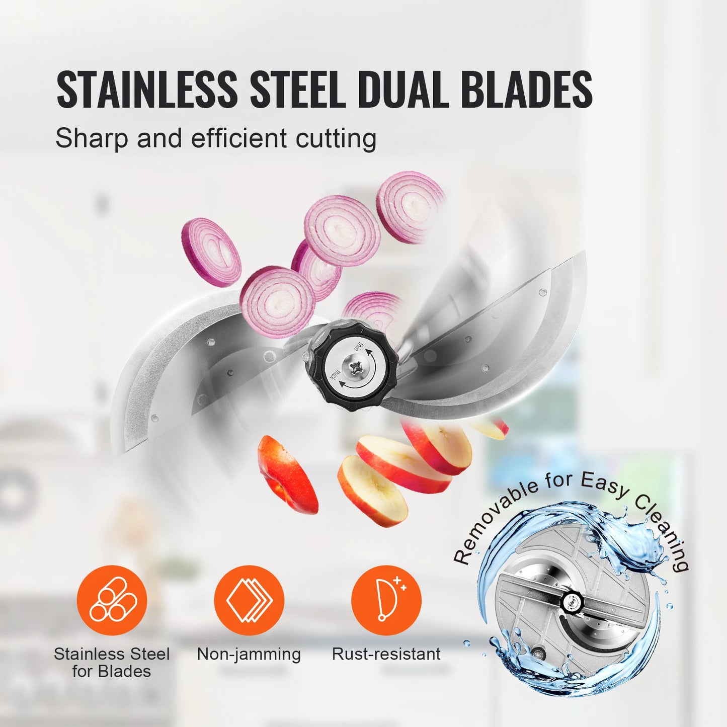 Electric Vegetable Slicer 0-0.5"/0-12mm Thickness Adjustable Commercial Slicer Machine Convertible to Manual FoodCutter