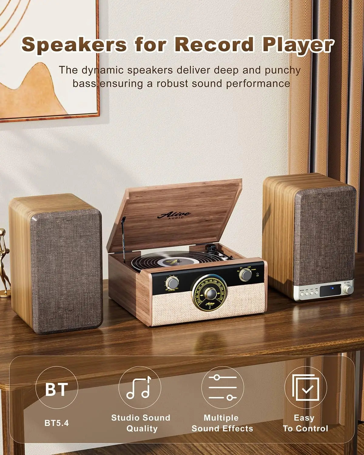 60W Active Bookshelf Speakers for Turntable, PC, Bluetooth 5.4, AUX/RCA Input, 3.5" Woofer, Home Stereo Sound