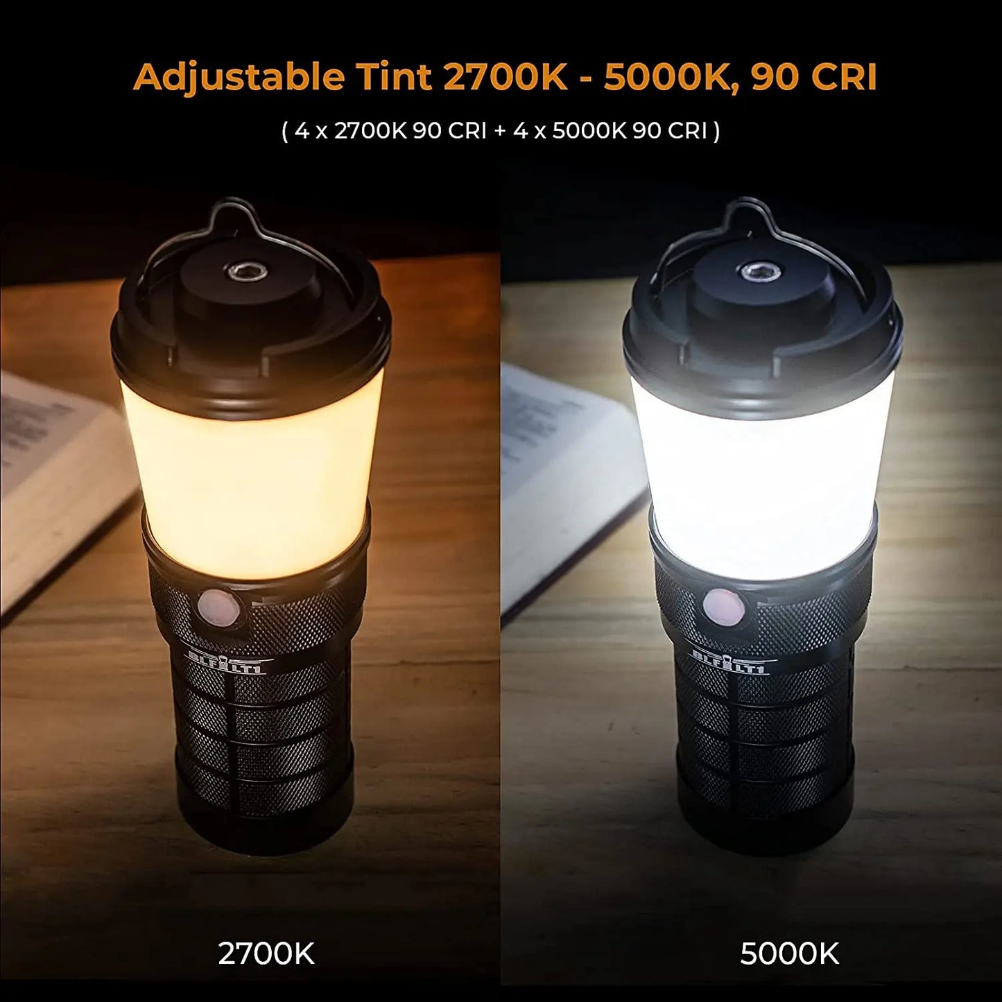 LED Camping Light Super Bright Anduril 2.0 Rechargeable Hiking Torch Spotlight Variable Color 2700K to 5000K