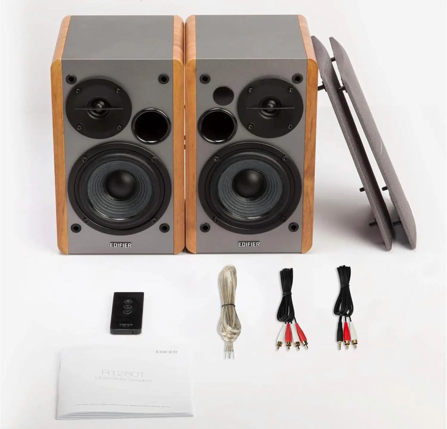 Powered Bookshelf Speakers 2.0 Active Near Field Monitor, 42W RMS, Wooden Enclosure, AUX Input, Remote Control