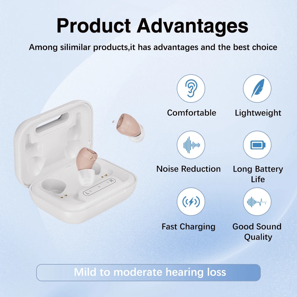 Hearing Aids for Seniors Rechargeable Hearing Amplifiers for Adults, Volume Adjustment All-Day Comfort Crystal Clear Sound