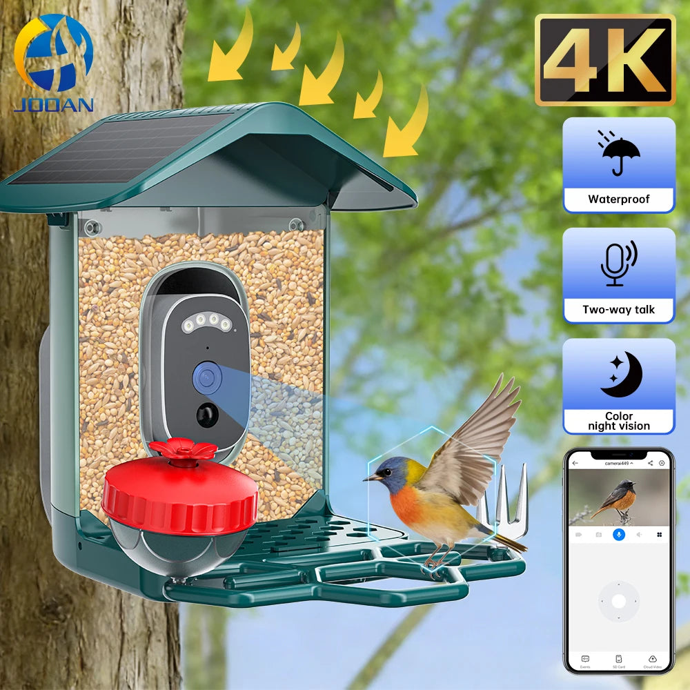 Solar Bird Feed Camera 2.4G WiFi Outdoor IP Camera Feeder Waterproof HD Bird Video Night Vision Identify Birds Species