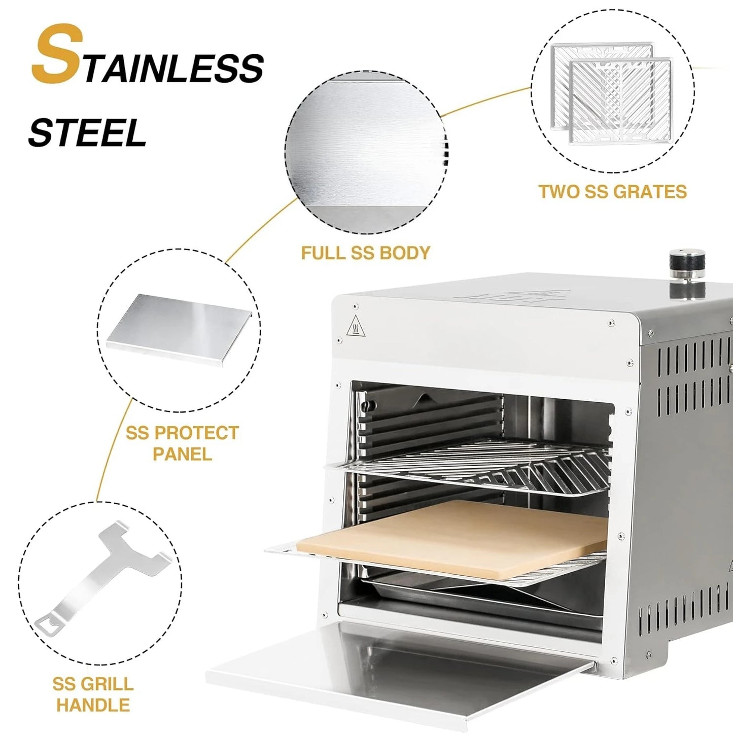 1500°F Portable Infrared Propane Gas Grill - Outdoor Steak Broiler Sear Station with Pizza Customized Salamander BBQ Grill
