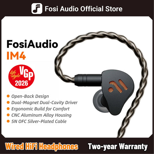 Fosi Audio IM4 Hifi Wired Earphones Open-Back Dynamic Drivers IEM Headphones For Music Monitoring Gaming Earbuds