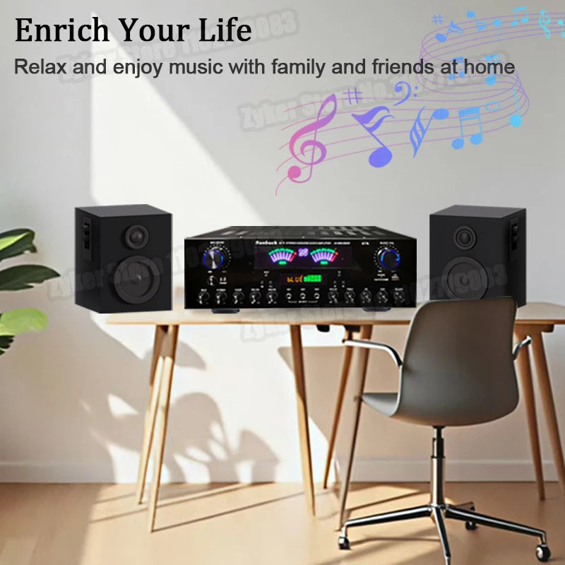 Bluetooth HiFi Sound Amplifier Dual Dynamic Screen Subwoofer High-power Amplifier s For Home Cinema System Karaoke