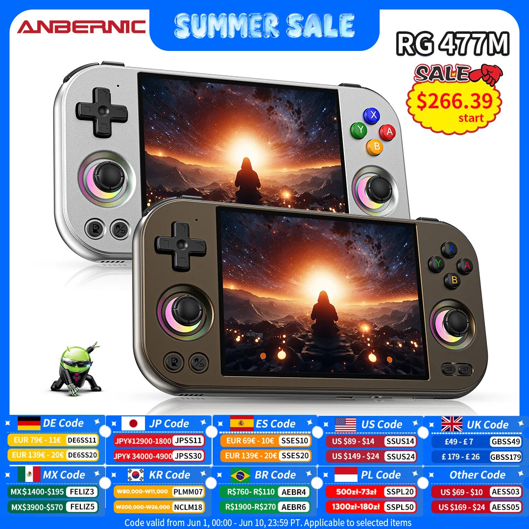 ANBERNIC RG 477M Retro Handheld Game Console Android 3D Hall Joystick Video Games Player Supports WIFI Al Assistant RixelHK FOTA