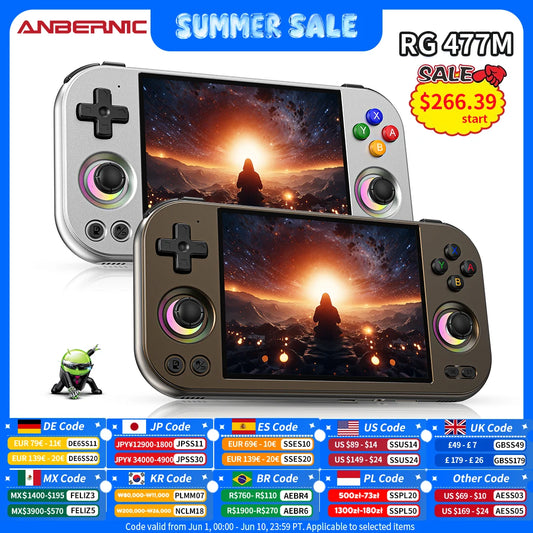 ANBERNIC RG 477M Retro Handheld Game Console Android 3D Hall Joystick Video Games Player Supports WIFI Al Assistant RixelHK FOTA