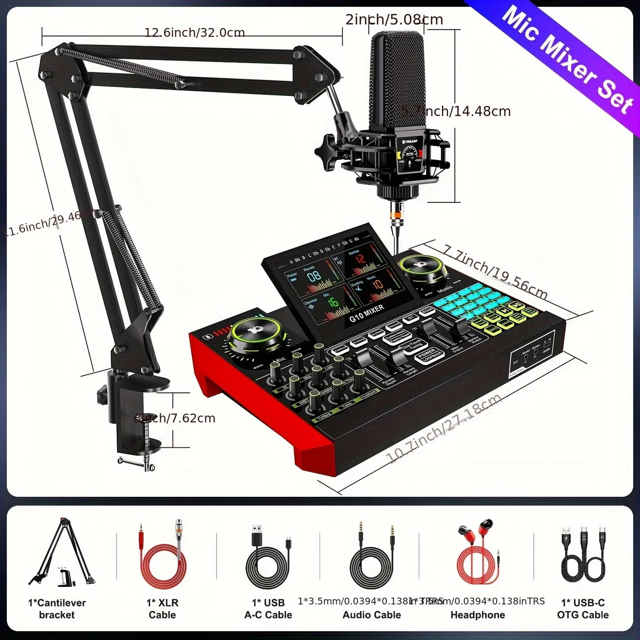 Professional Microphone Bundle with Voice Changer & Reverb Kit for Podcasting, Influencers, Kols, Singing, Gaming, And Djing. This Controller Equipment Is Designed for Studio-Quality Recording And Electronic Music Mixing